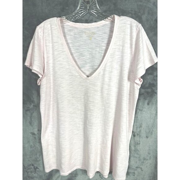 Lilly Pulitzer Tops - Lilly Pulitzer Womans Blouse Top Pink Medium Solid Linen Short Sleeve V Neck
